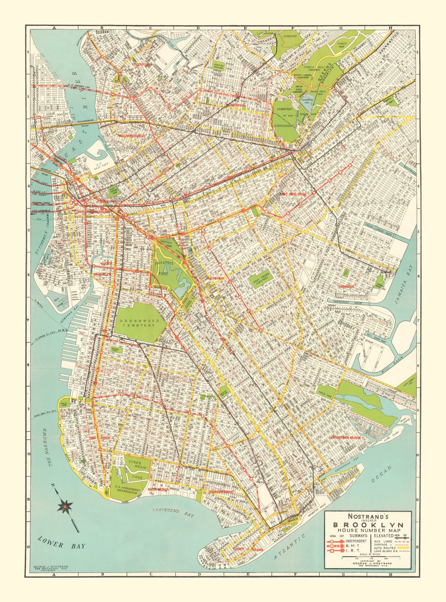 Vintage Map Print of Brooklyn, New York 1934