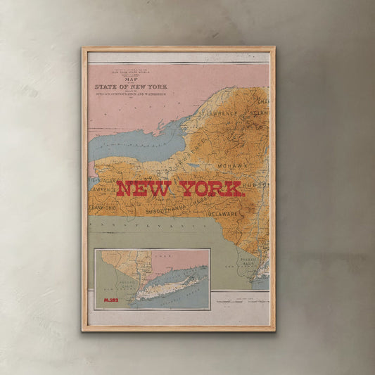 New York State Map I Print