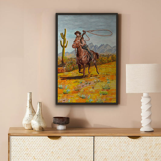 Cowboy on Horseback Print