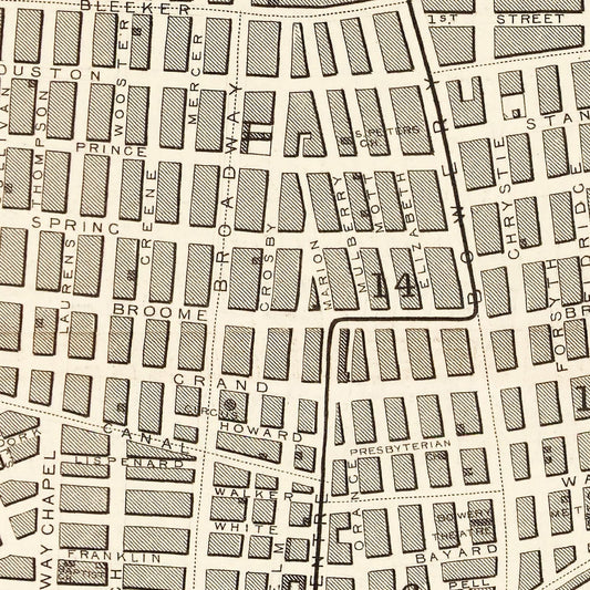 1851 Vintage Map of NYC Lower Manhattan