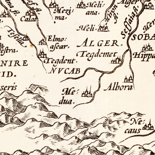 Vintage Map of North Africa & the Mediterranean Sea, 1570
