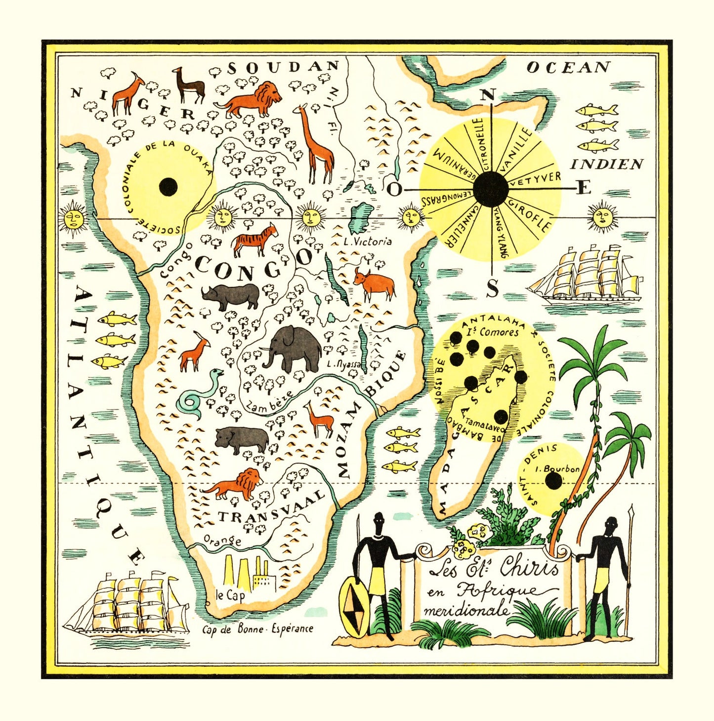 Vintage Map of South Africa, 1931