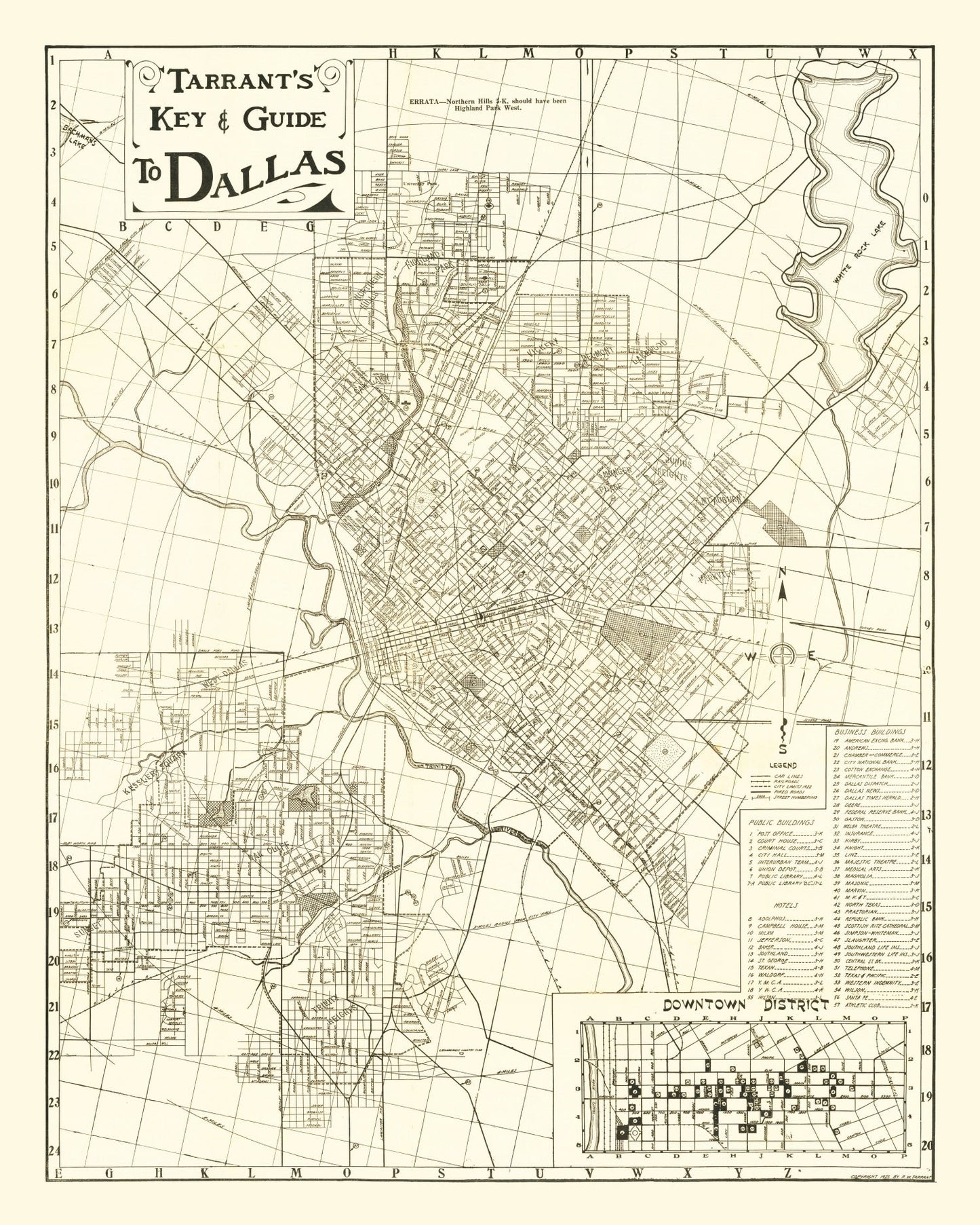 Vintage Map of Dallas, Texas 1925