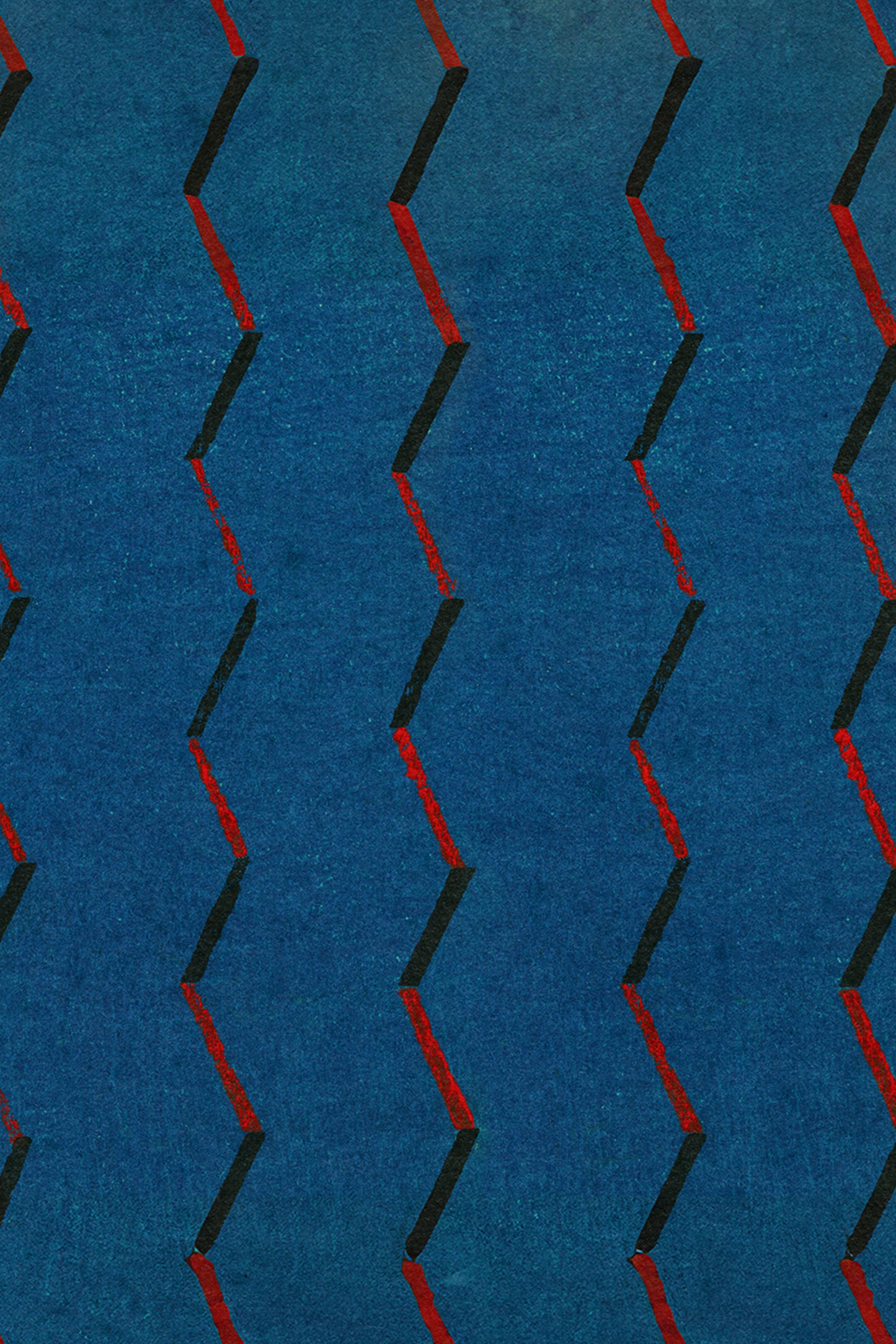 Blue and Red Zigzag Japanese Edo Era Vintage Textile Print – Japanese Wall Art