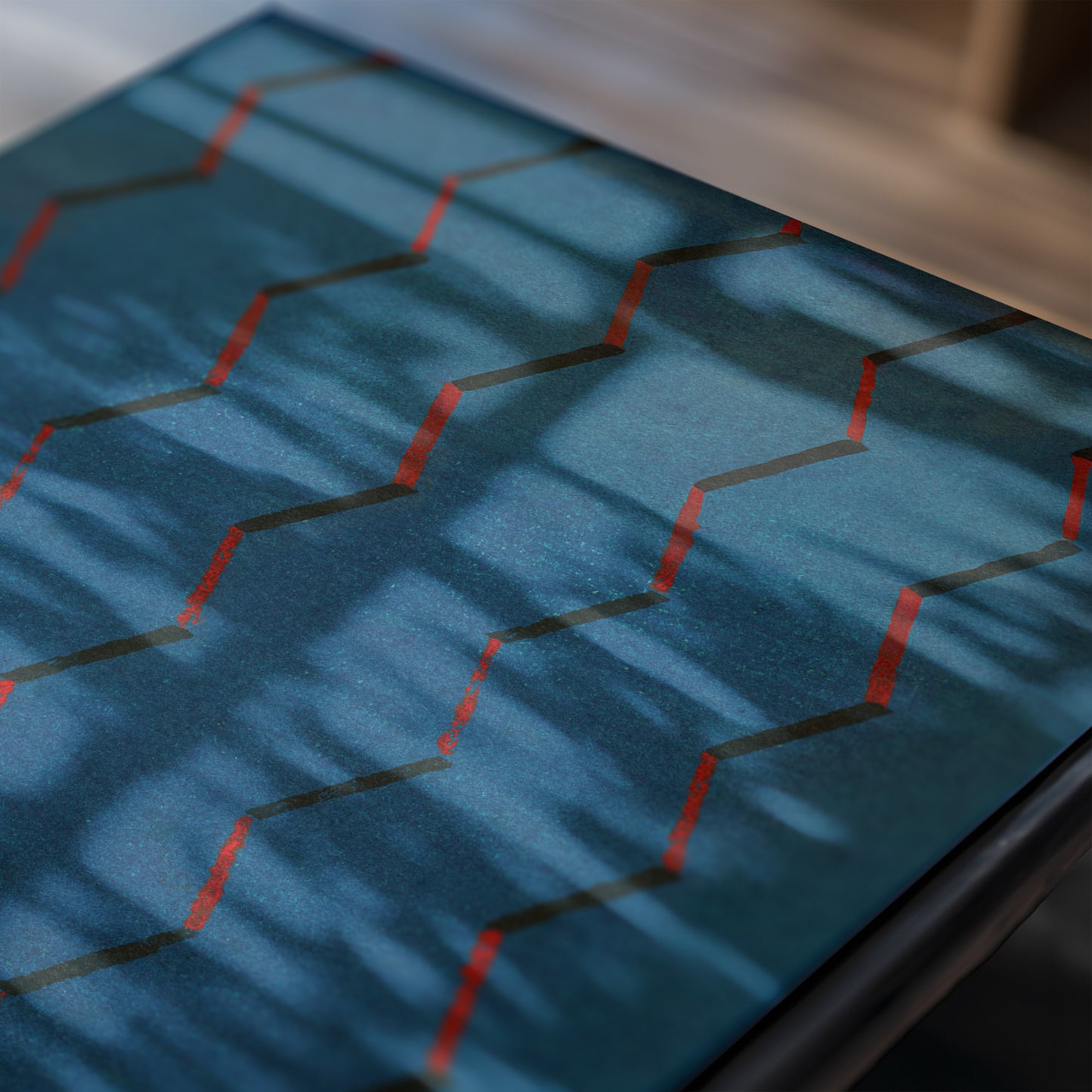 Blue and Red Zigzag Japanese Edo Era Vintage Textile Print – Japanese Wall Art