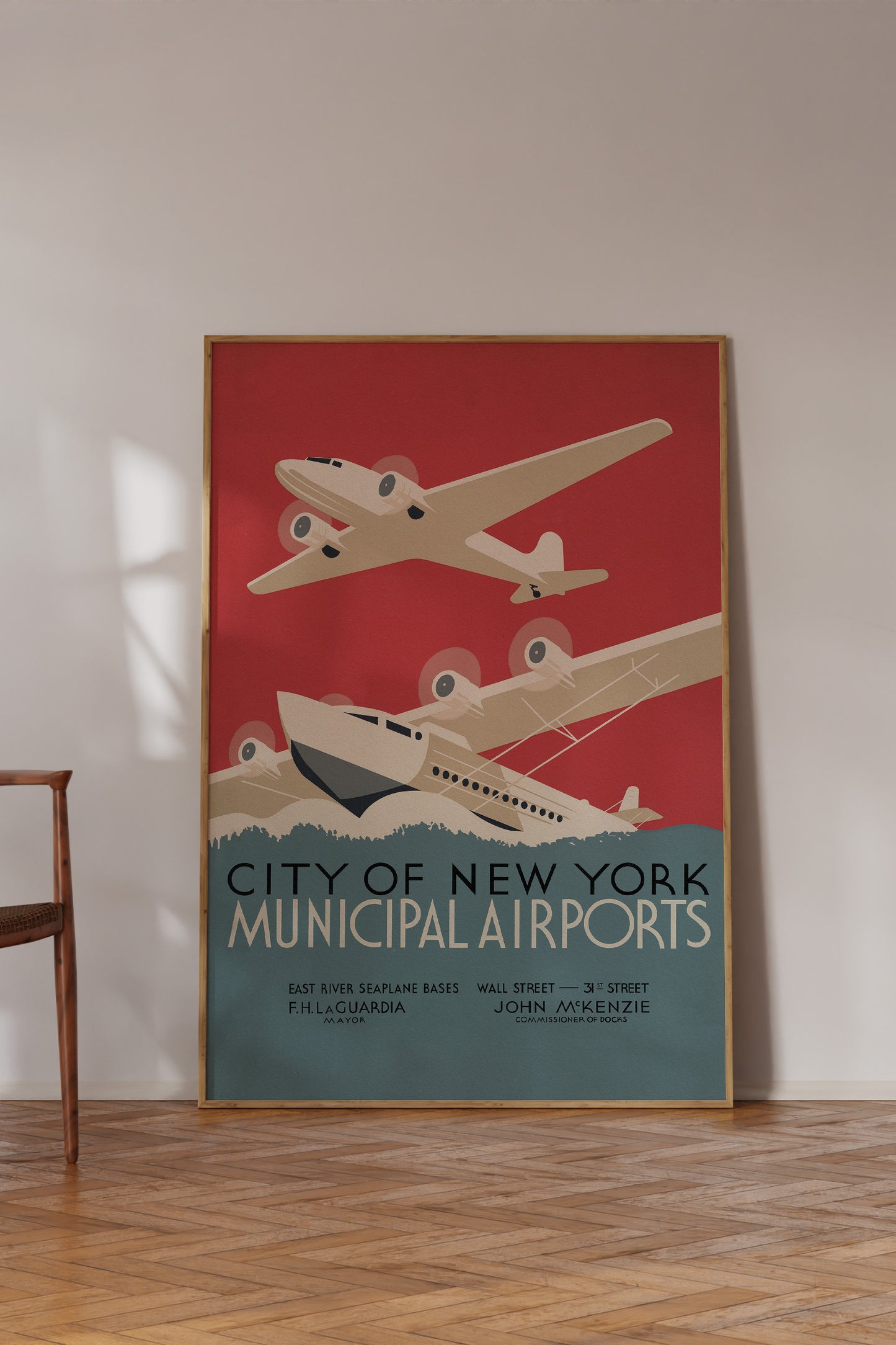1930s WPA Era Vintage NYC Airport Poster