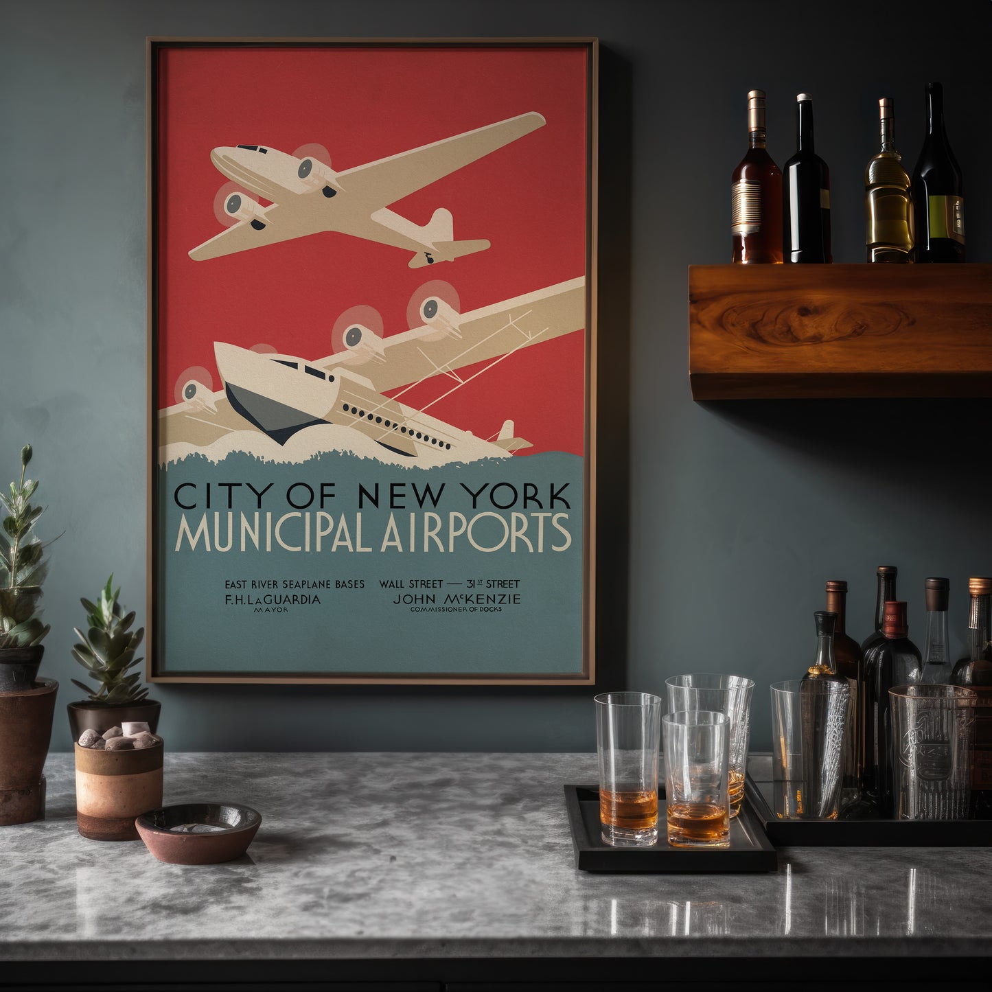1930s WPA Era Vintage NYC Airport Poster