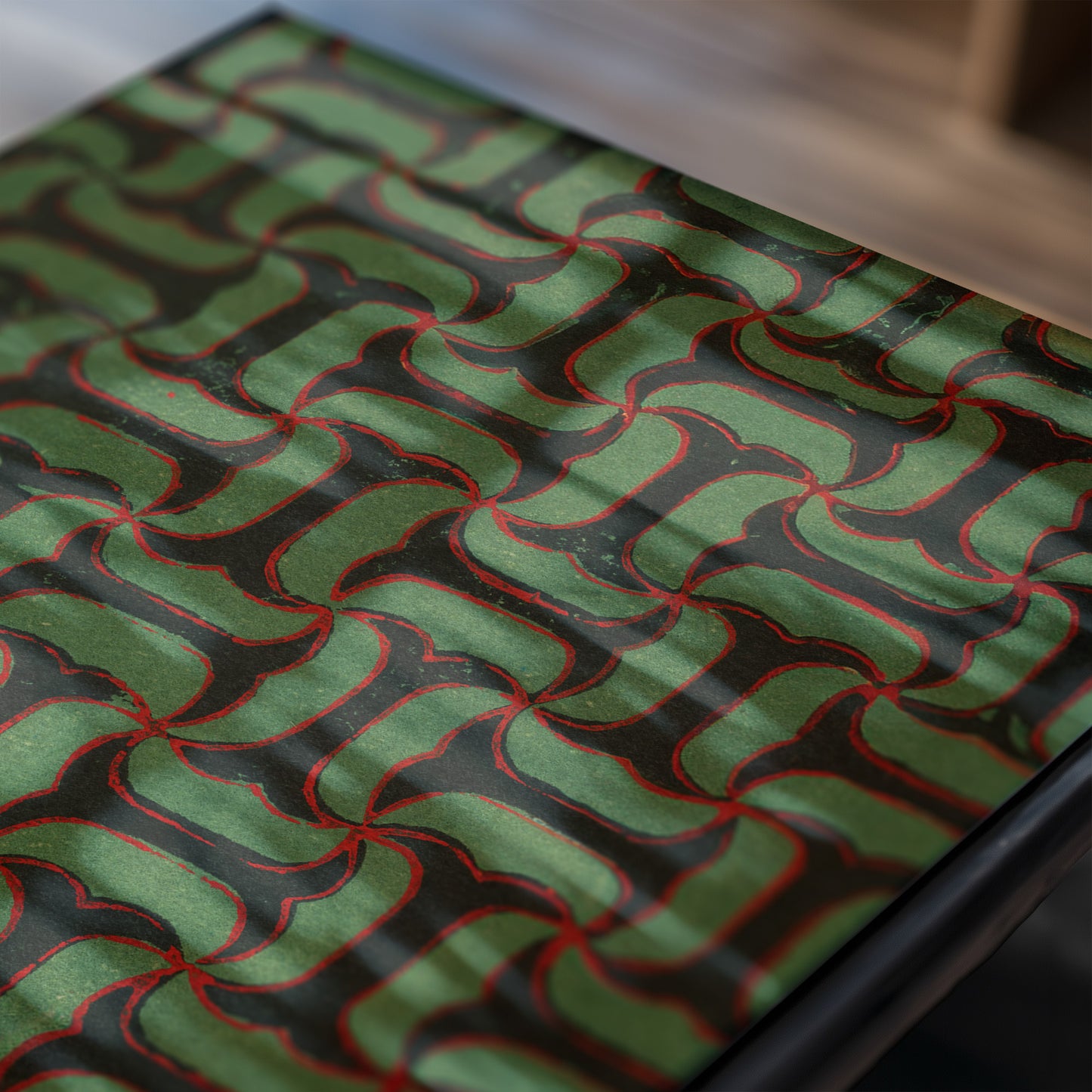 Green and Black Tessellation Japanese Edo Era Vintage Textile Print – Japanese Wall Art