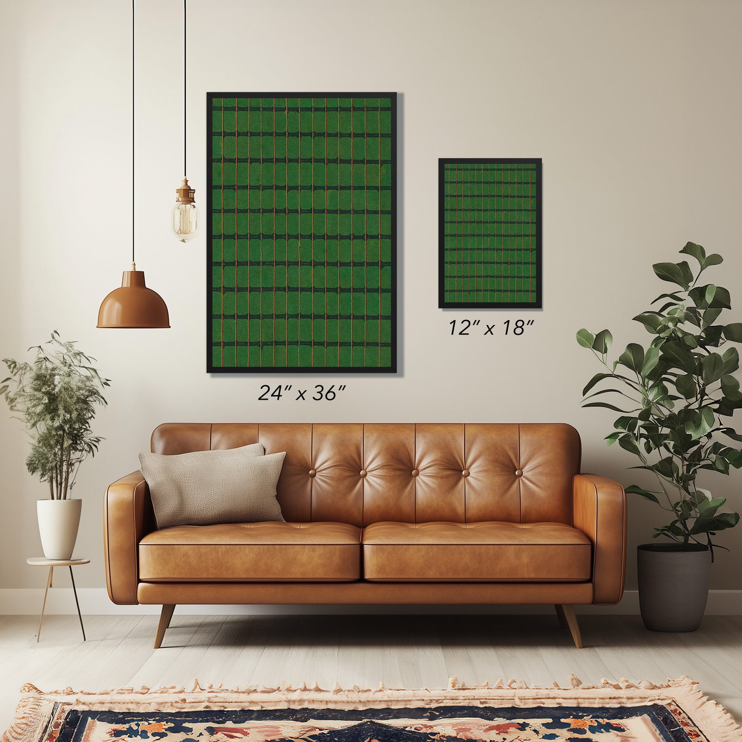 Green, Yellow, and Red Stripe Grid Japanese Edo Era Vintage Textile Print – Japanese Wall Art