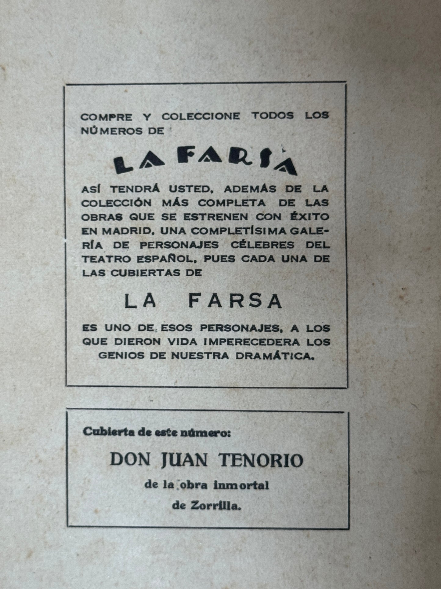 Vintage 1929 Spanish Zarzuela La Farsa 'Los Claveles'