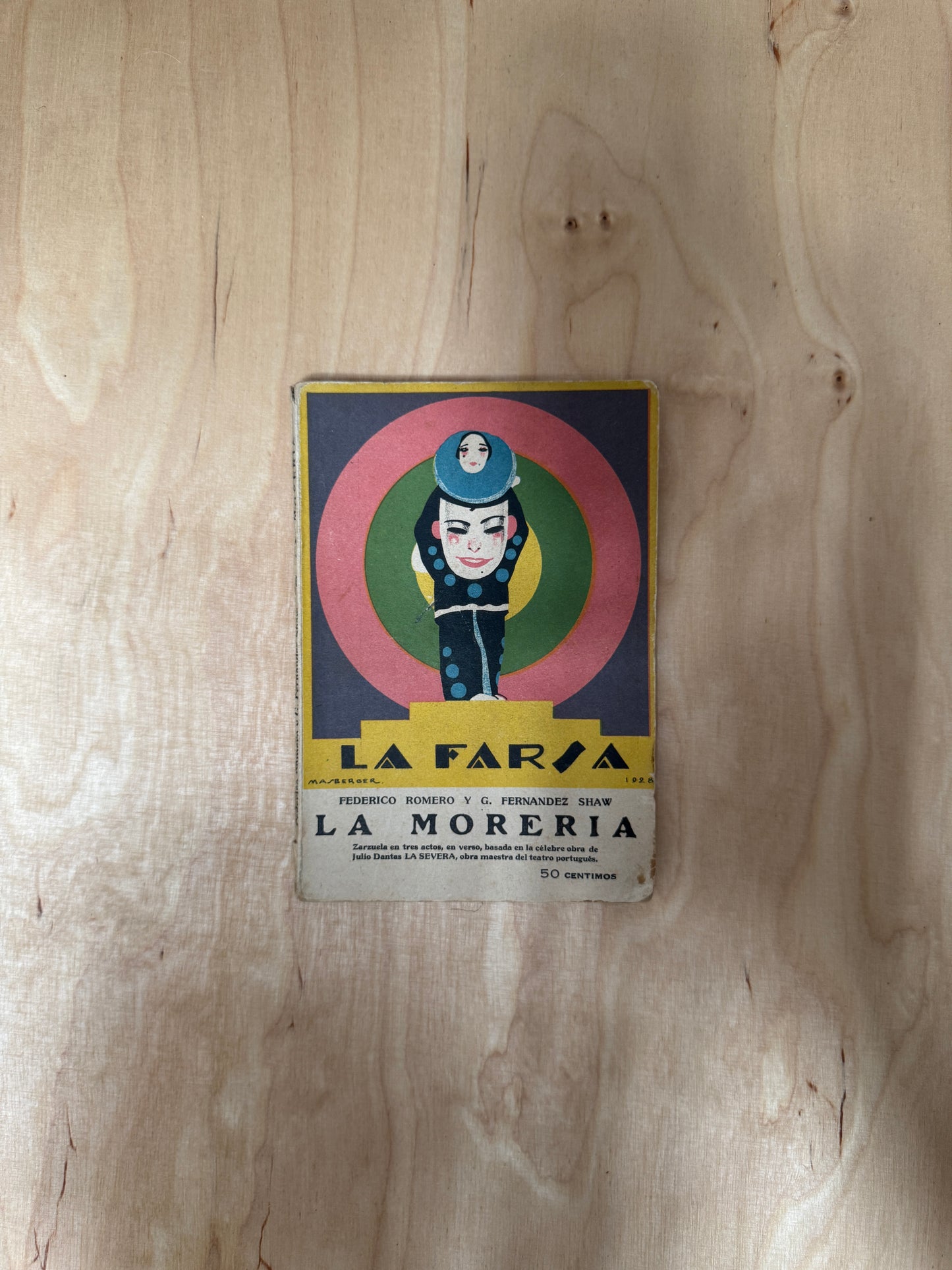 Vintage 1928 Spanish Zarzuela La Farsa 'La Moreria'