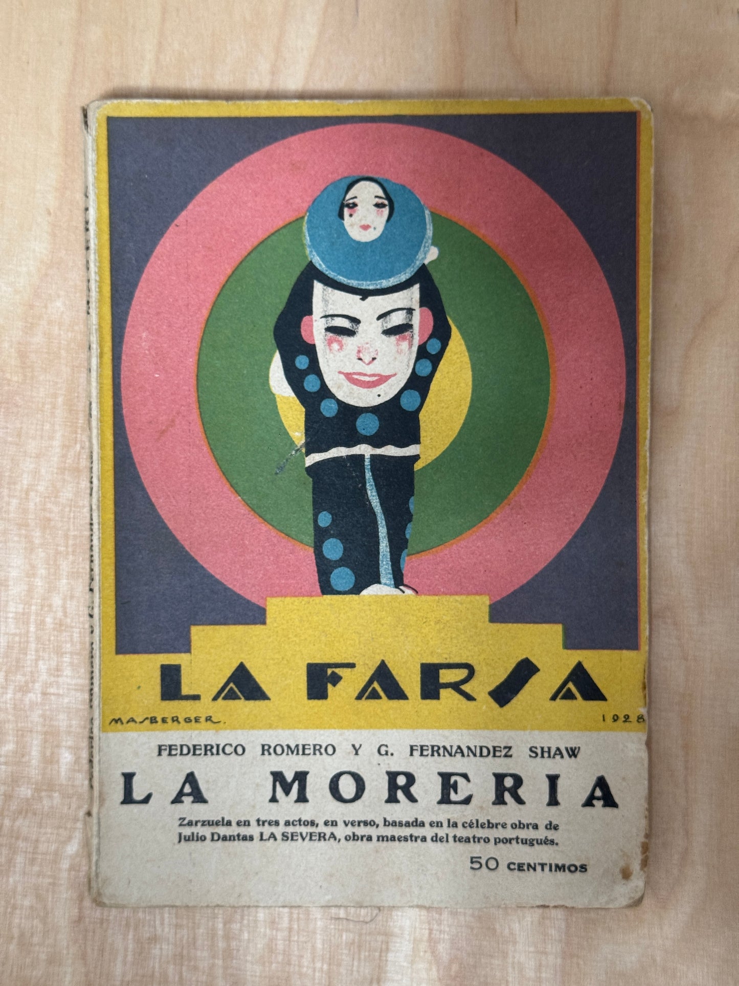 Vintage 1928 Spanish Zarzuela La Farsa 'La Moreria'