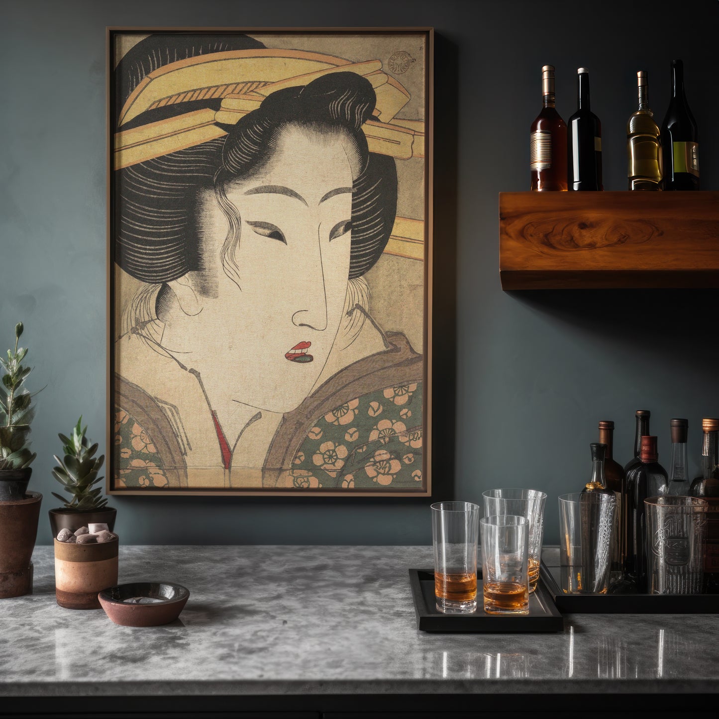 Vintage Japanese Edo Era "Head of Beauty" Art Print