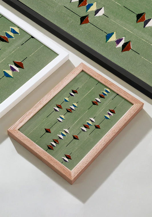 Suspended Forms – Meiji Era Japanese Woodblock Textile Print