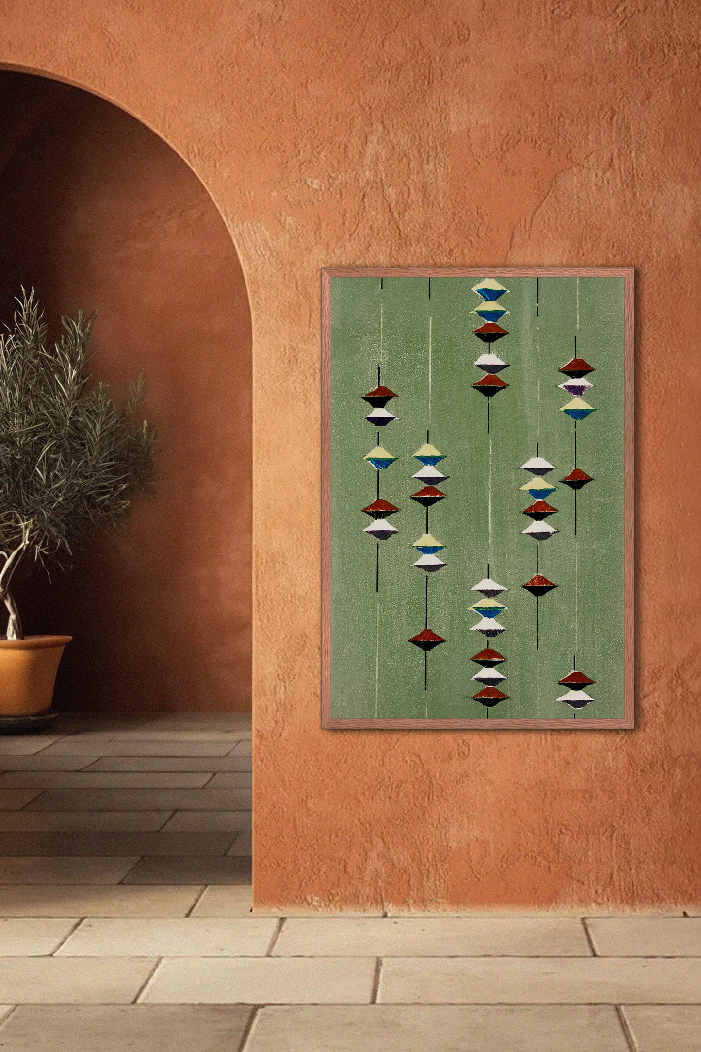 Suspended Forms – Meiji Era Japanese Woodblock Textile Print