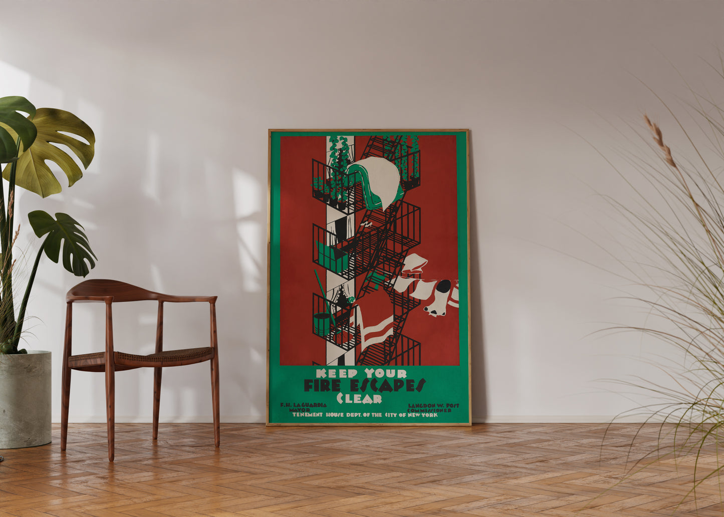 Vintage 1930s NYC Safety Poster – Keep Your Fire Escapes Clear