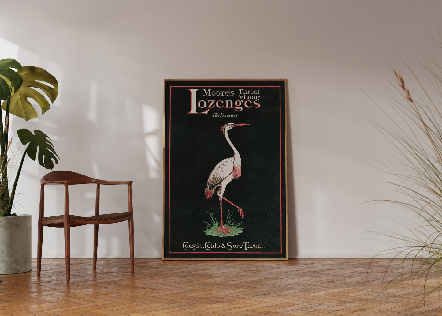 Vintage Moore’s Throat & Lung Lozenges Victorian Poster – Crane Advertising Print