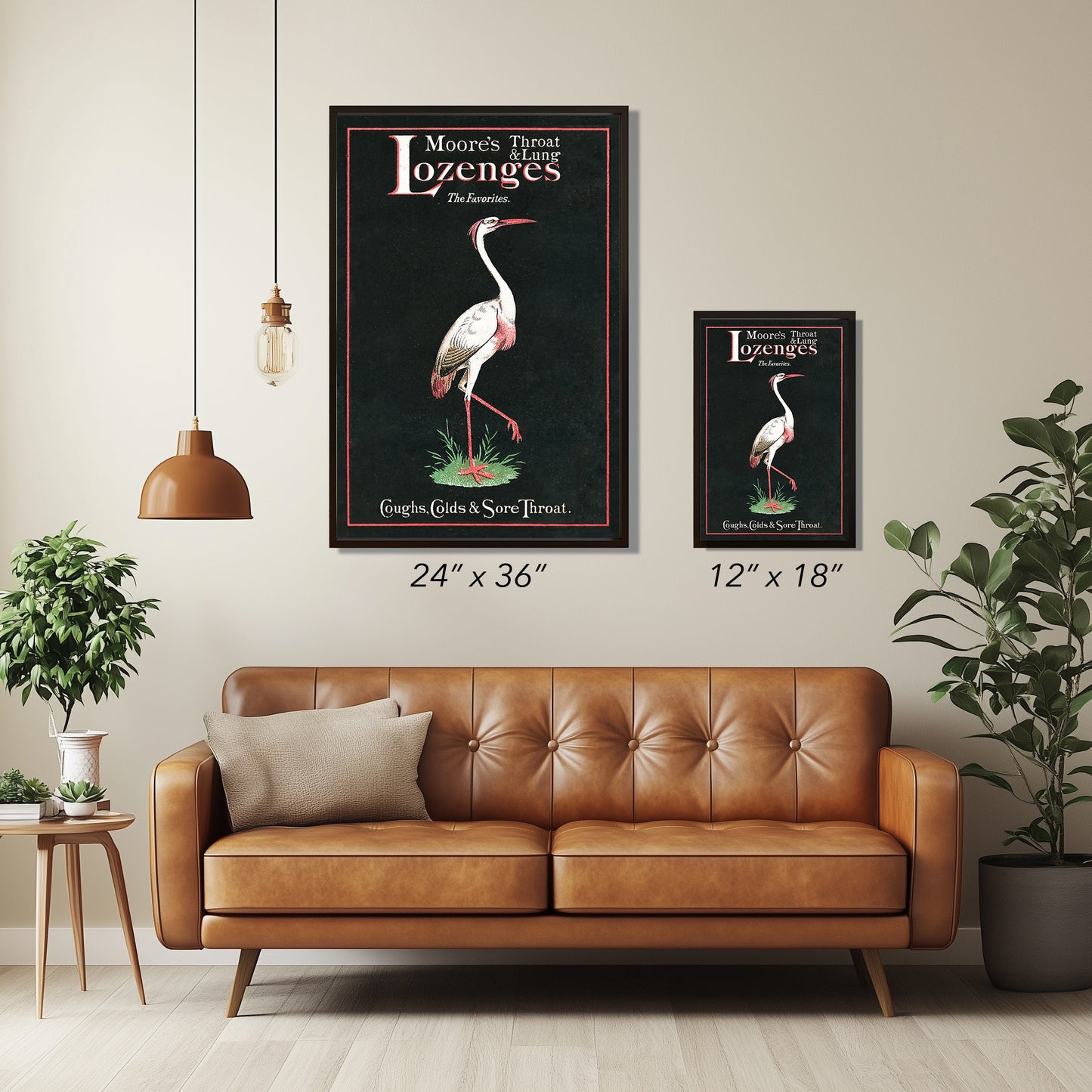 Vintage Moore’s Throat & Lung Lozenges Victorian Poster – Crane Advertising Print