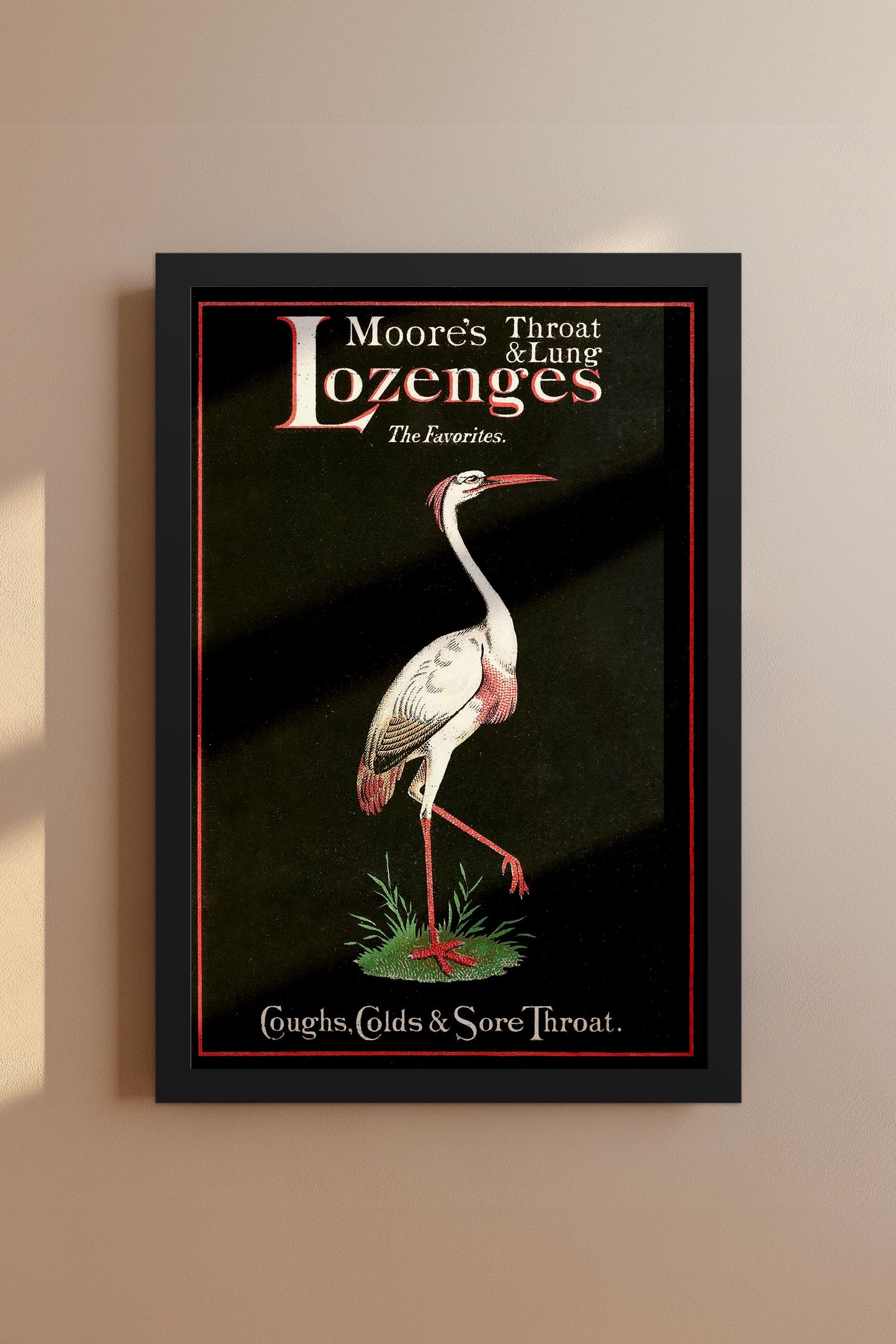 Vintage Moore’s Throat & Lung Lozenges Victorian Poster – Crane Advertising Print