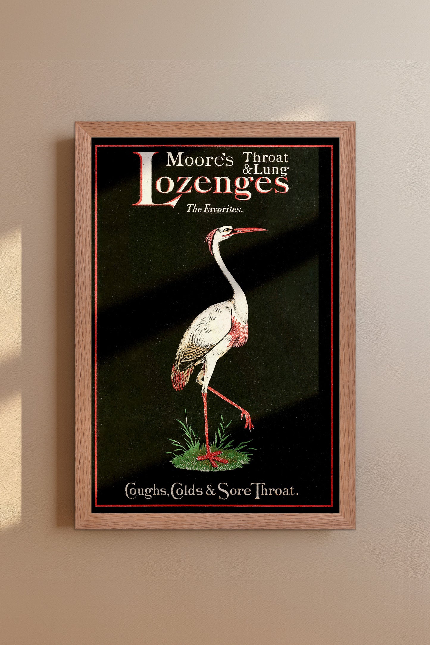 Vintage Moore’s Throat & Lung Lozenges Victorian Poster – Crane Advertising Print