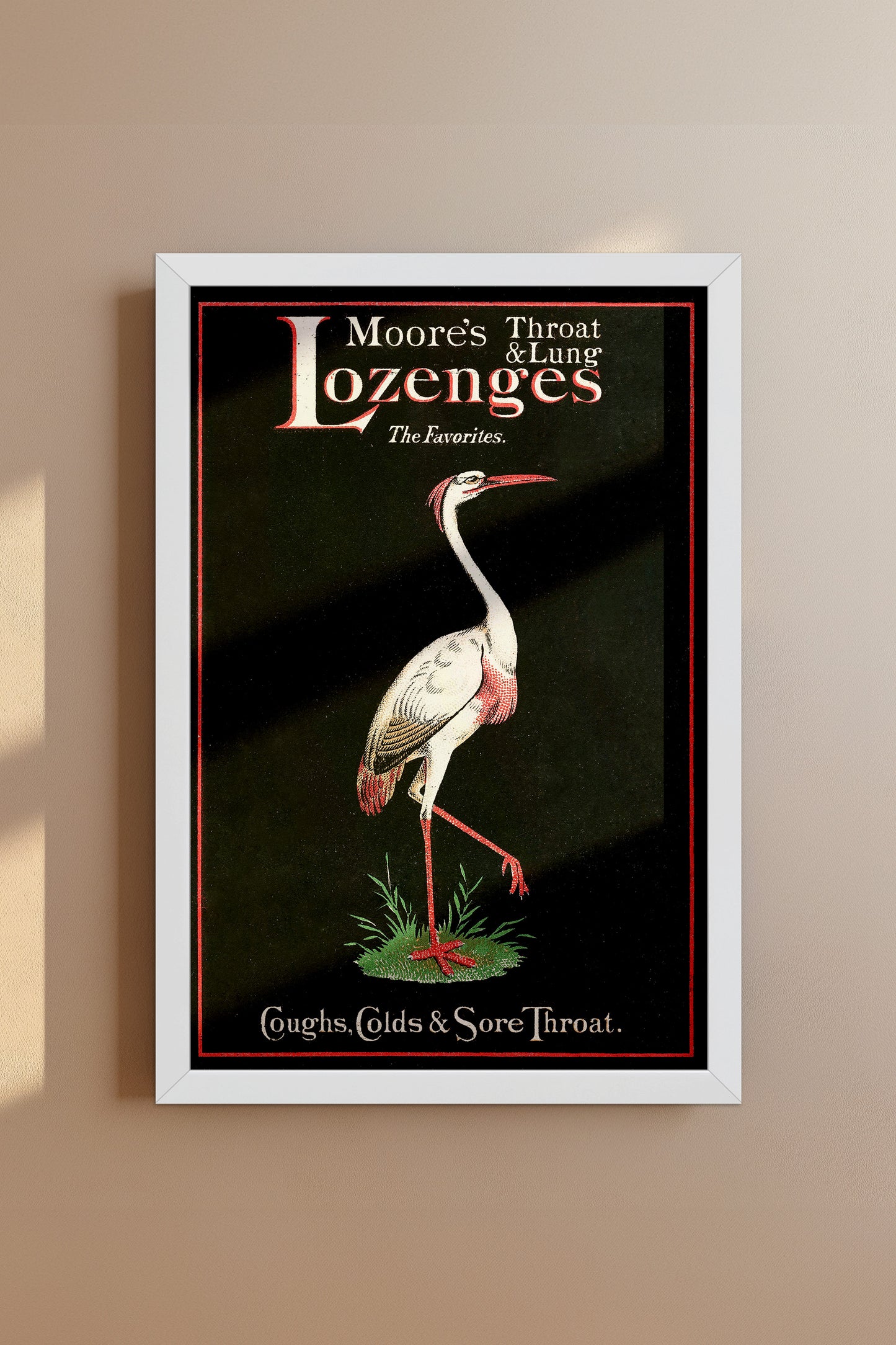 Vintage Moore’s Throat & Lung Lozenges Victorian Poster – Crane Advertising Print