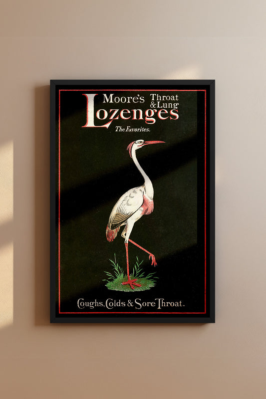 Vintage Moore’s Throat & Lung Lozenges Victorian Poster – Crane Advertising Print