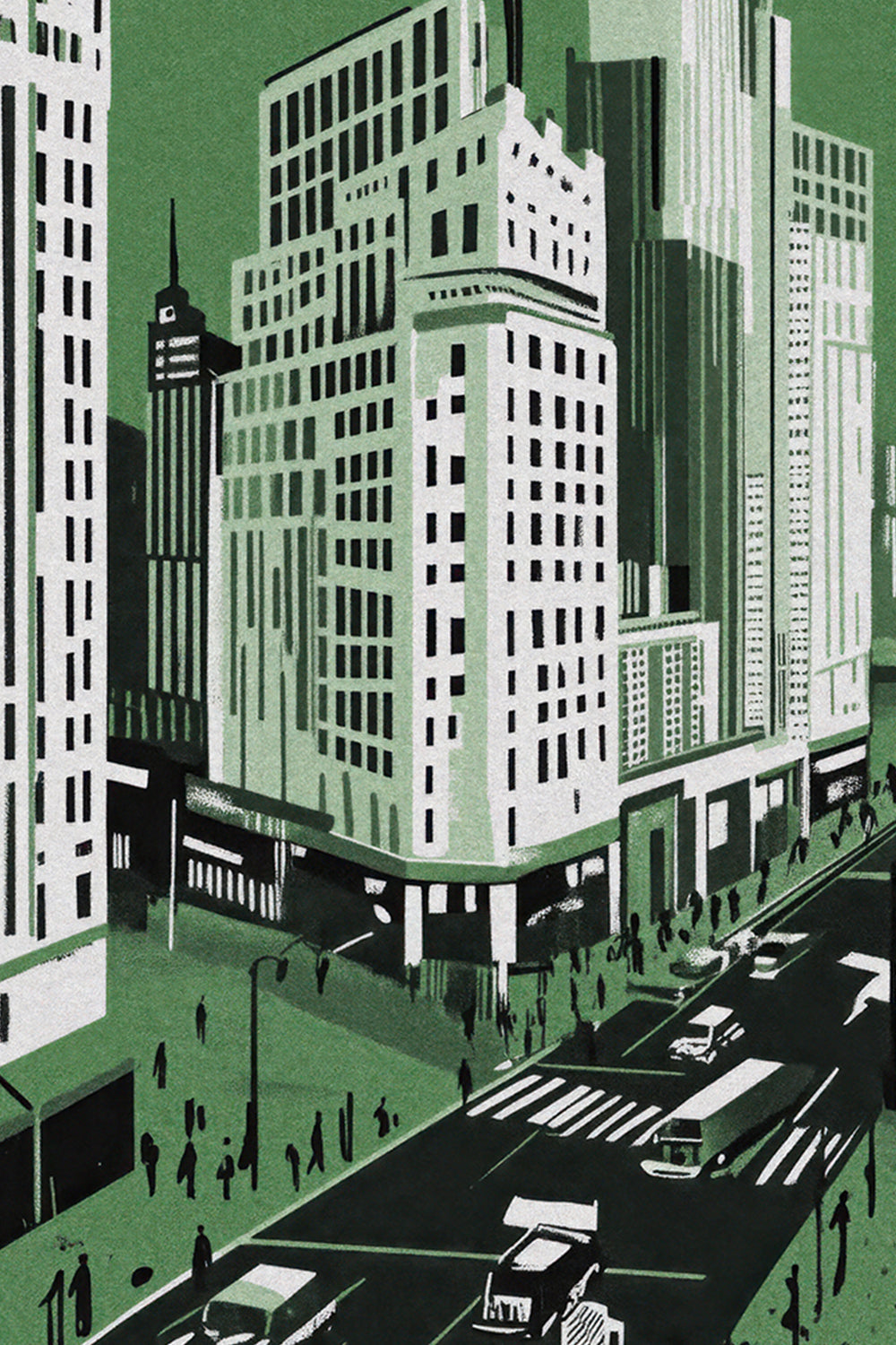 New York City Mid-Century Vintage Style Poster in Green