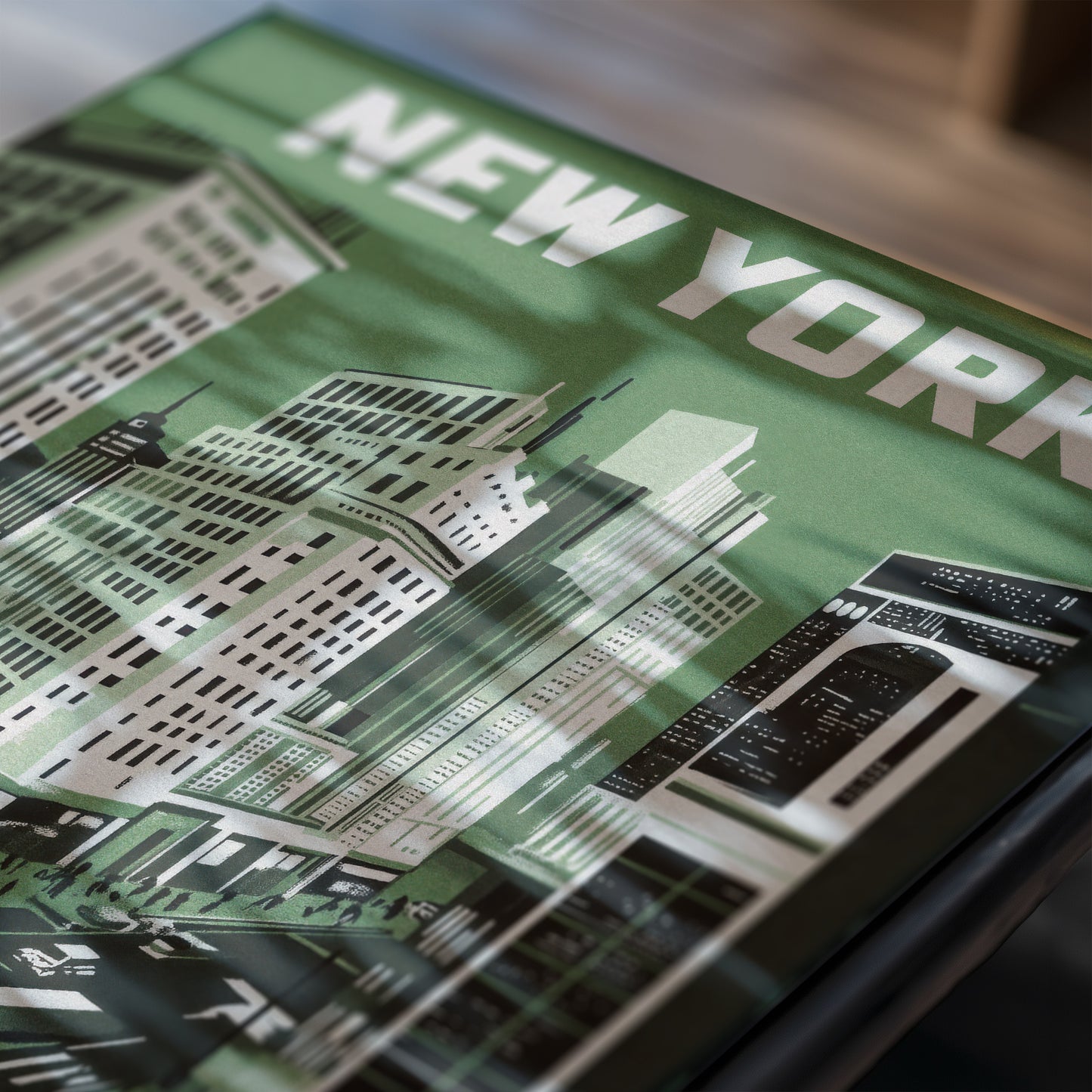 New York City Mid-Century Vintage Style Poster in Green