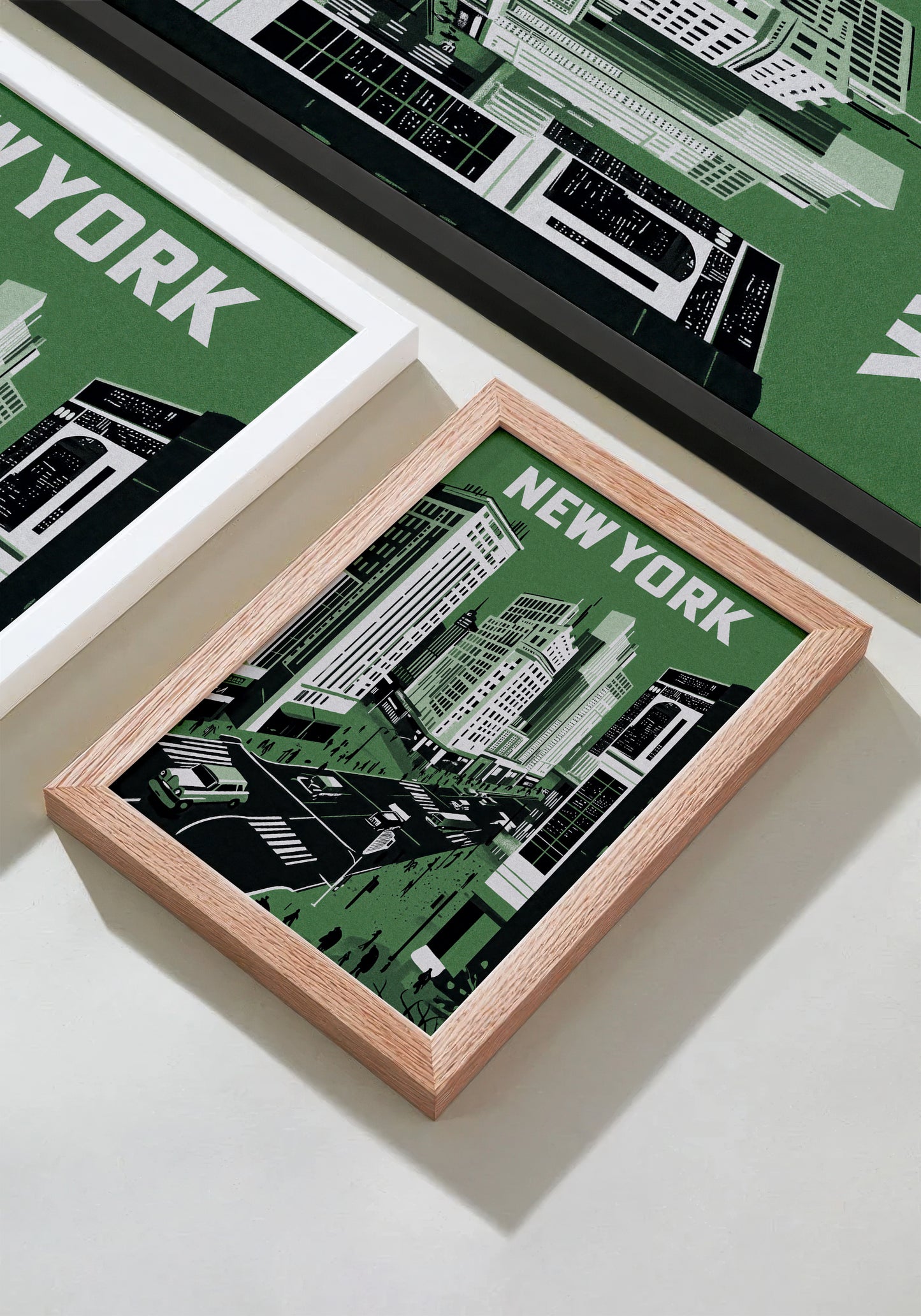 New York City Mid-Century Vintage Style Poster in Green