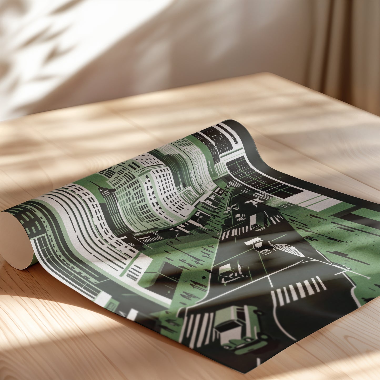New York City Mid-Century Vintage Style Poster in Green