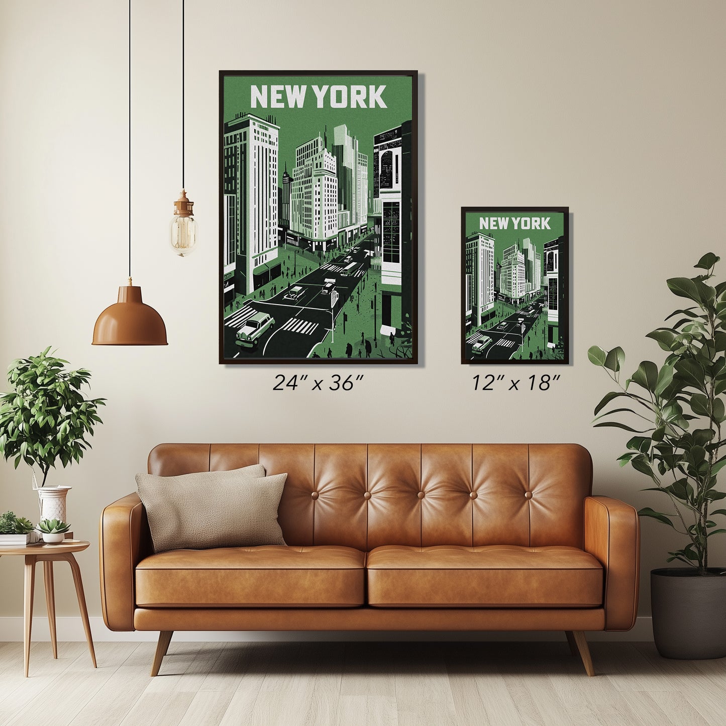 New York City Mid-Century Vintage Style Poster in Green