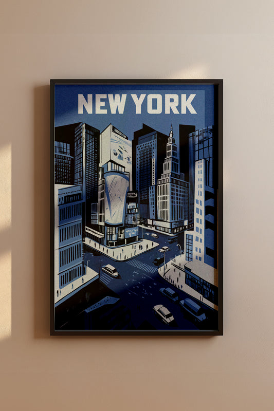 New York City Mid-Century Vintage Style Poster No. 2 in Blue