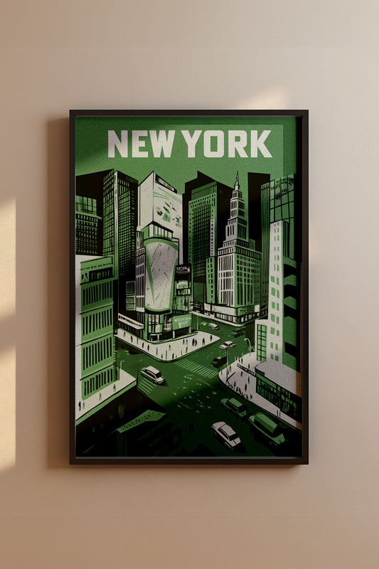 New York City Mid-Century Vintage Style Poster No. 2 in Green