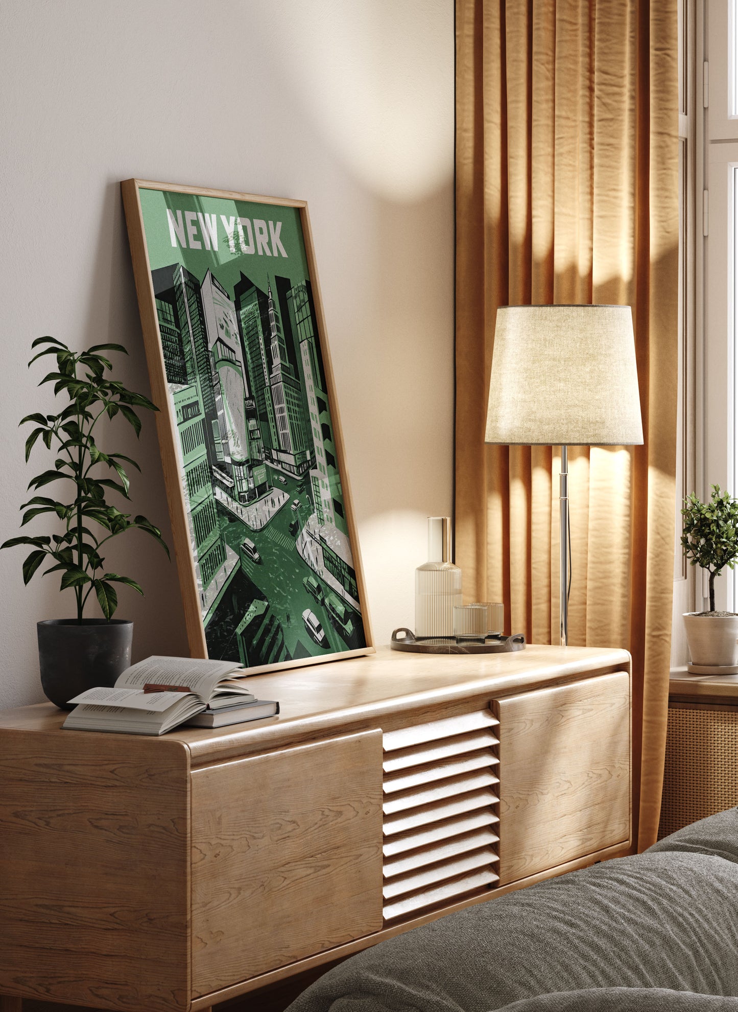 New York City Mid-Century Vintage Style Poster No. 2 in Green