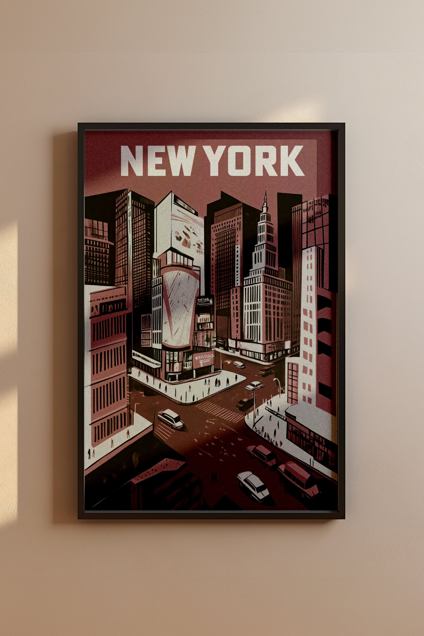 New York City Mid-Century Vintage Style Poster No. 2 in Red