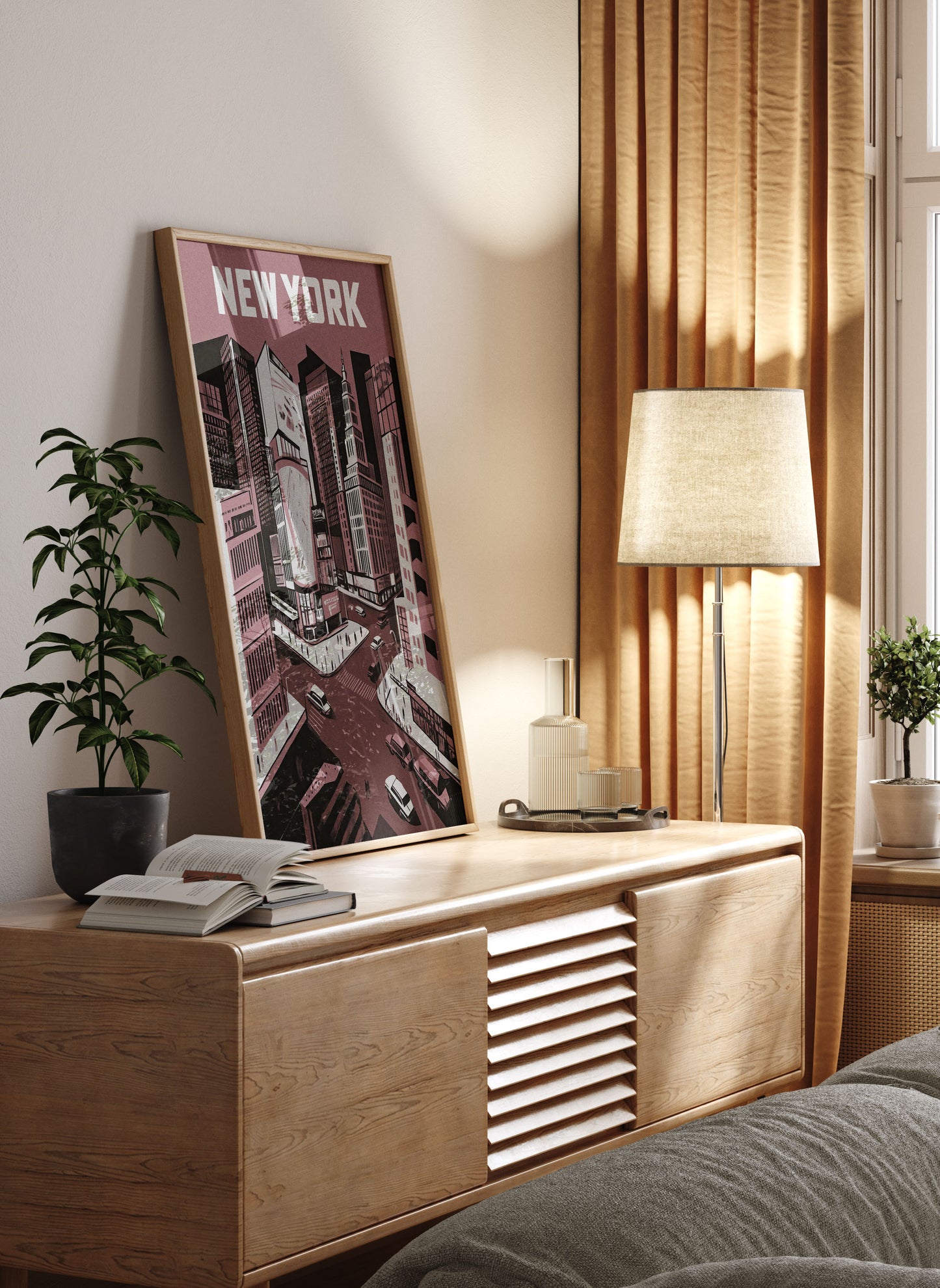 New York City Mid-Century Vintage Style Poster No. 2 in Red