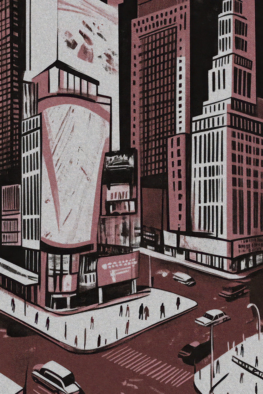 New York City Mid-Century Vintage Style Poster No. 2 in Red