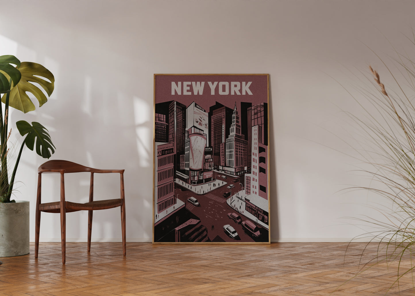 New York City Mid-Century Vintage Style Poster No. 2 in Red