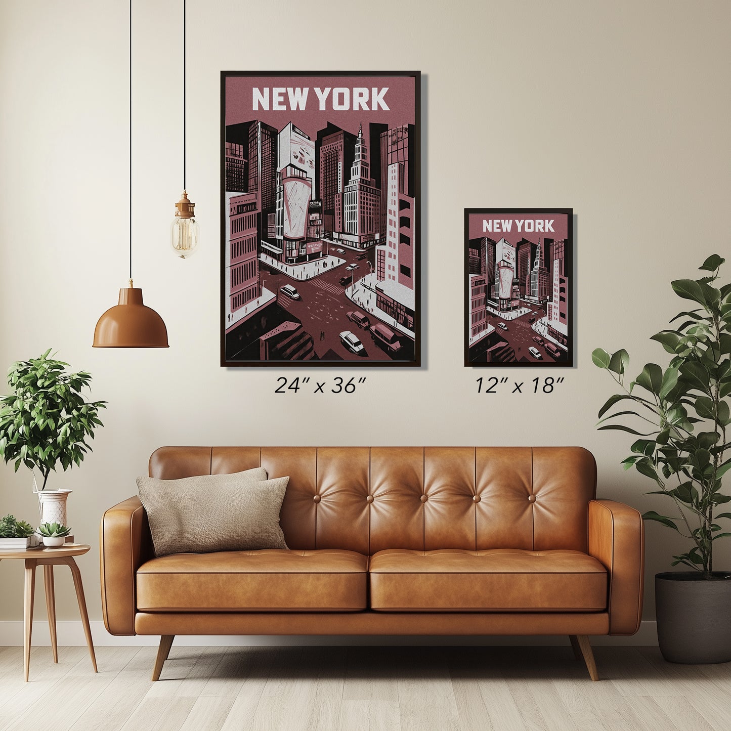 New York City Mid-Century Vintage Style Poster No. 2 in Red