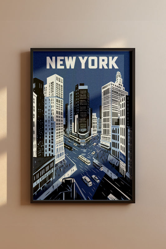 New York City Mid-Century Vintage Style Poster No. 3 in Blue