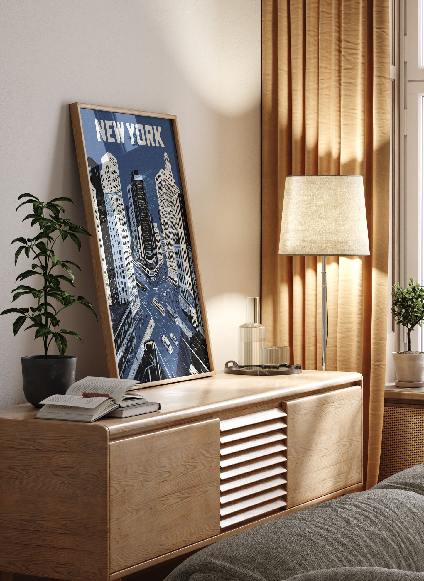 New York City Mid-Century Vintage Style Poster No. 3 in Blue