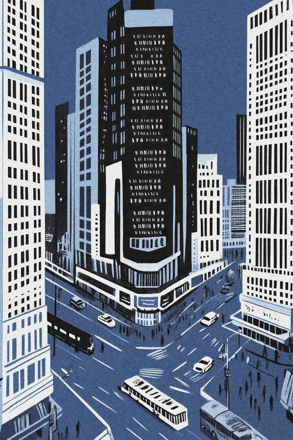 New York City Mid-Century Vintage Style Poster No. 3 in Blue