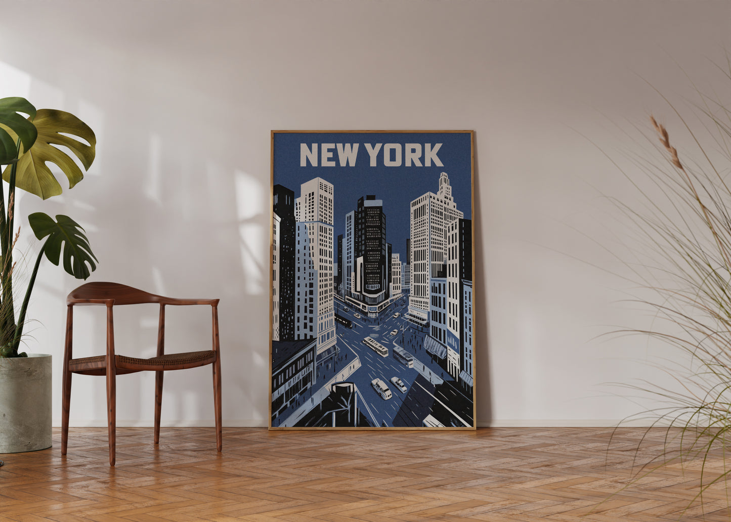 New York City Mid-Century Vintage Style Poster No. 3 in Blue