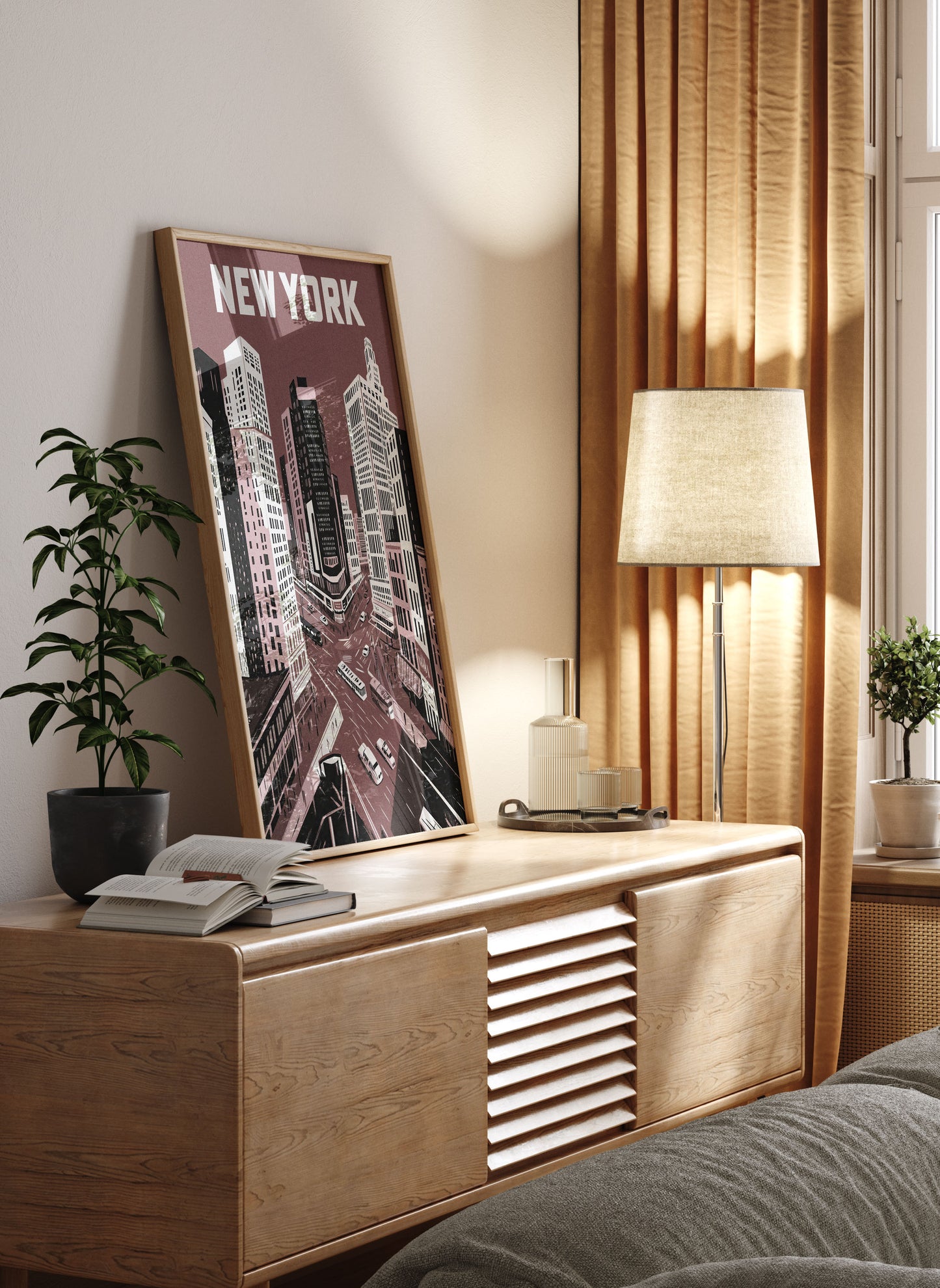 New York City Mid-Century Vintage Style Poster No. 3 in Red