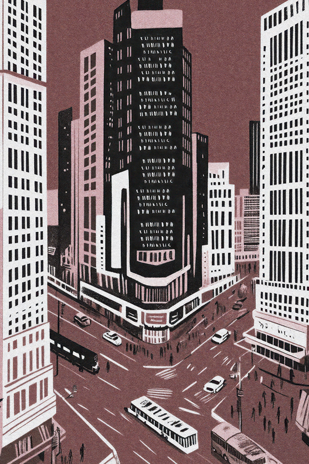 New York City Mid-Century Vintage Style Poster No. 3 in Red