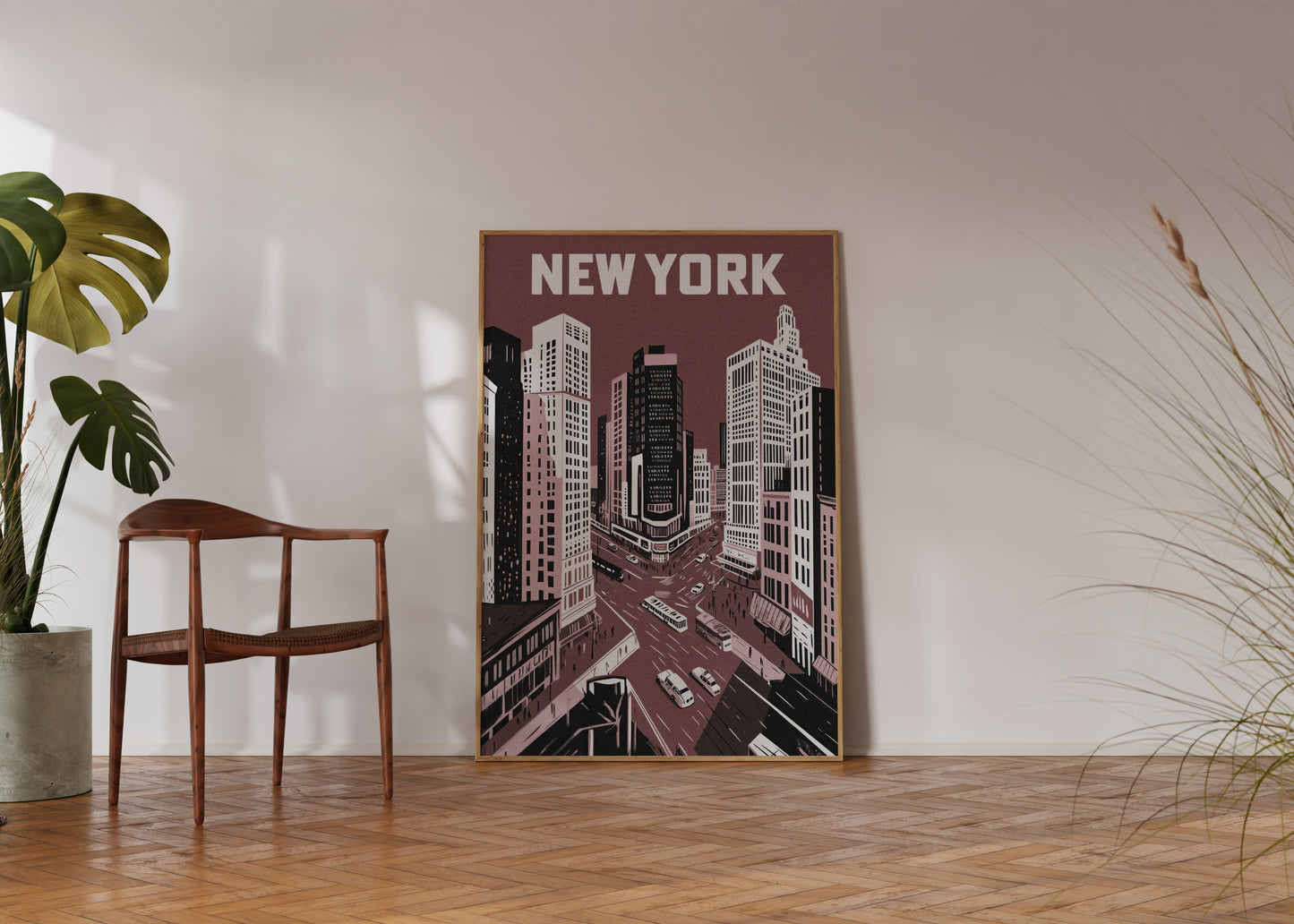 New York City Mid-Century Vintage Style Poster No. 3 in Red