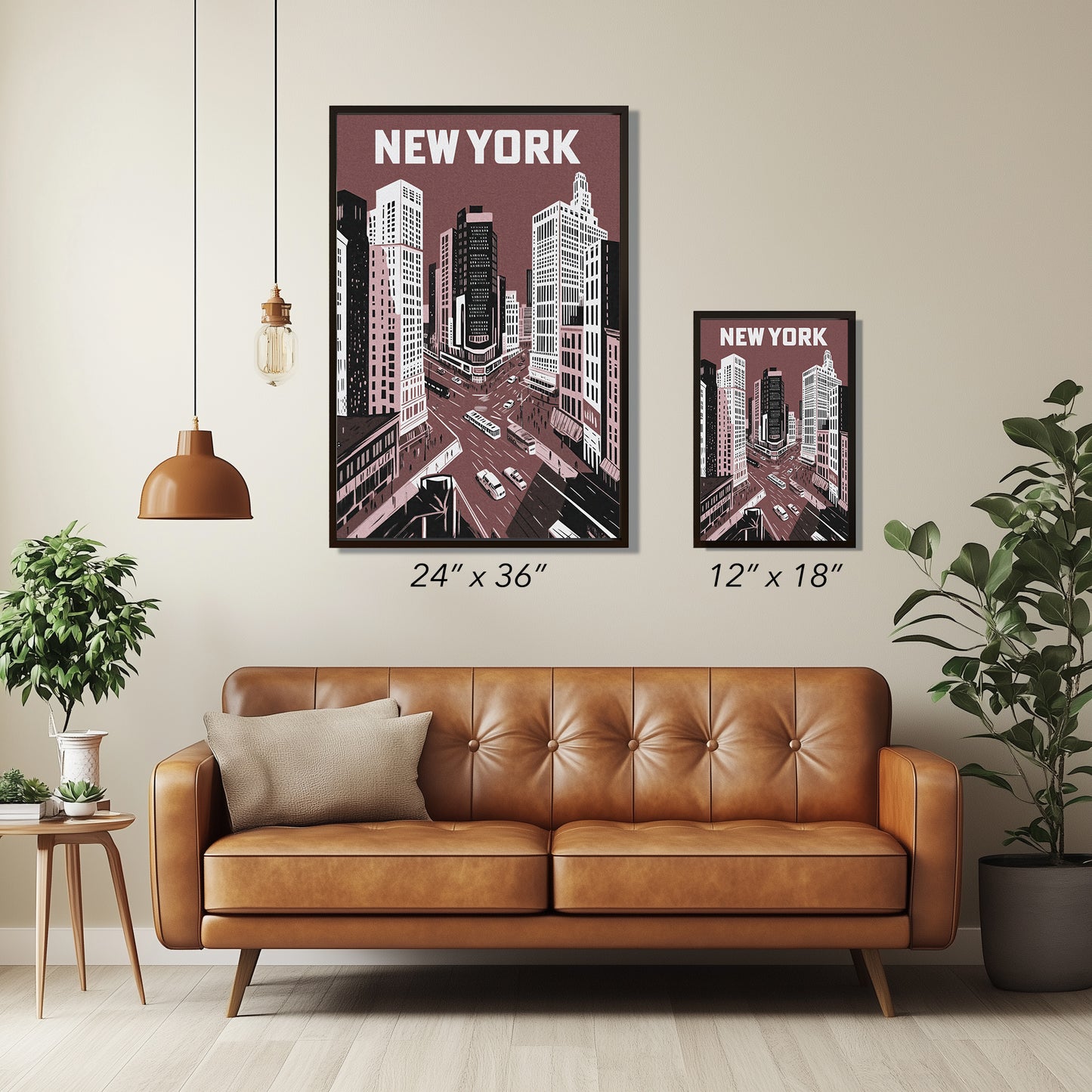 New York City Mid-Century Vintage Style Poster No. 3 in Red