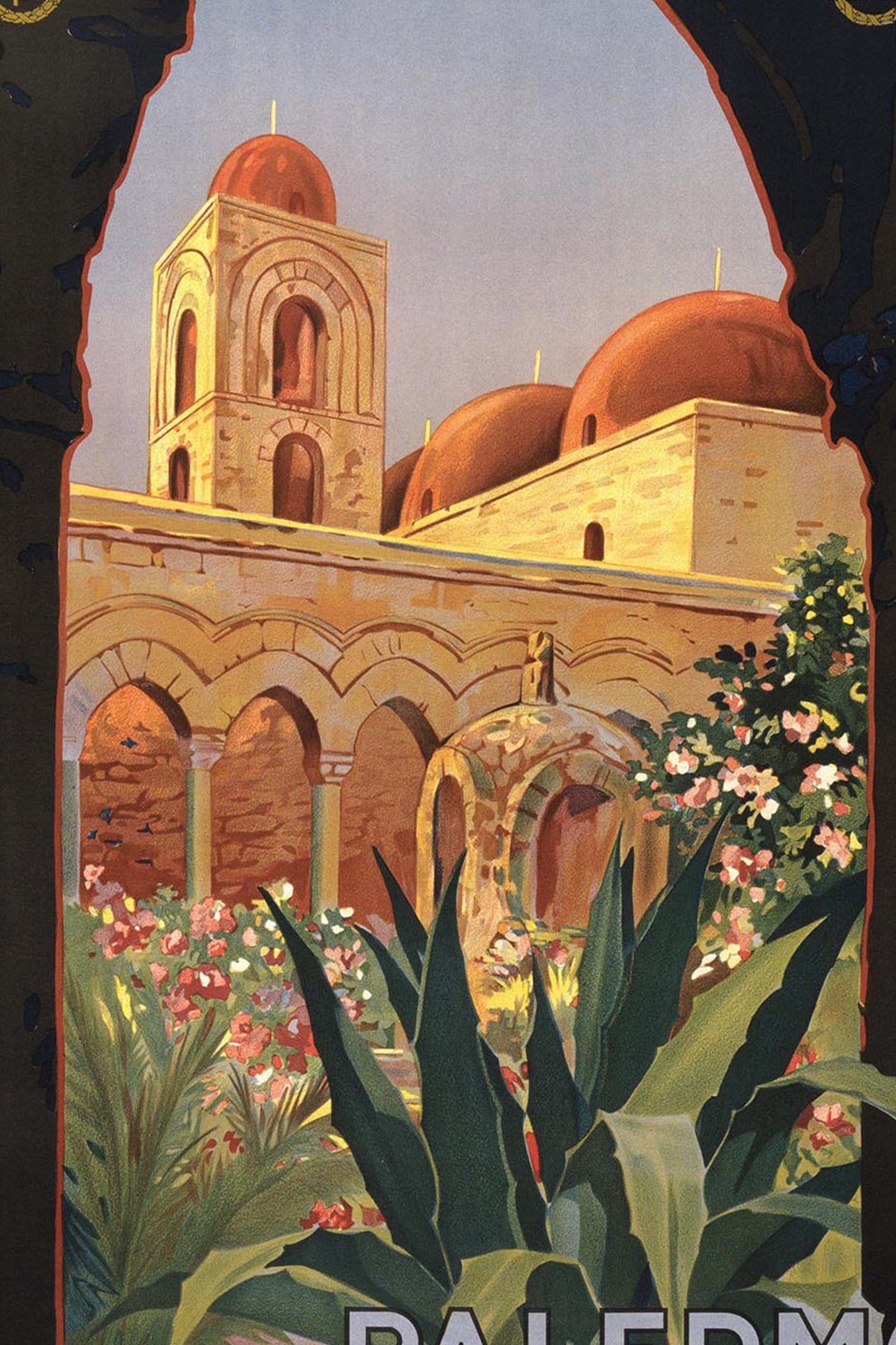 Palermo Sicilia – Vintage Italian Travel Poster Featuring Monreale Architecture