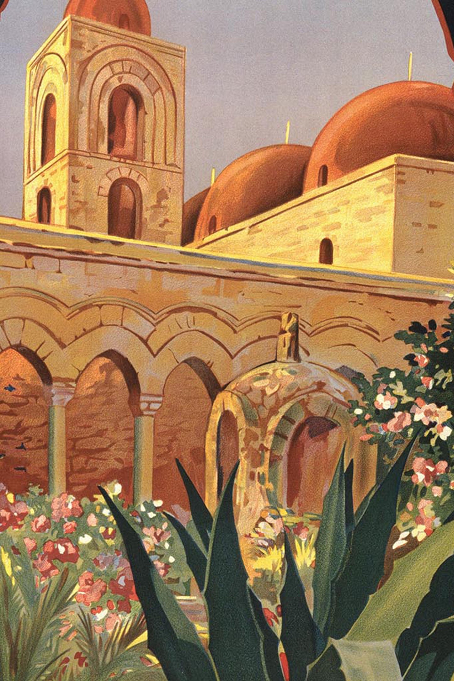Palermo Sicilia – Vintage Italian Travel Poster Featuring Monreale Architecture