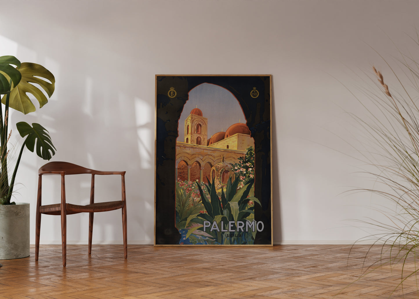 Palermo Sicilia – Vintage Italian Travel Poster Featuring Monreale Architecture